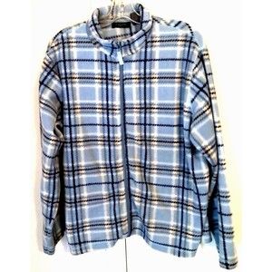 Diagonal Womens Jacket Coat Multicolor Plaid Full Zip Mock Neck XL